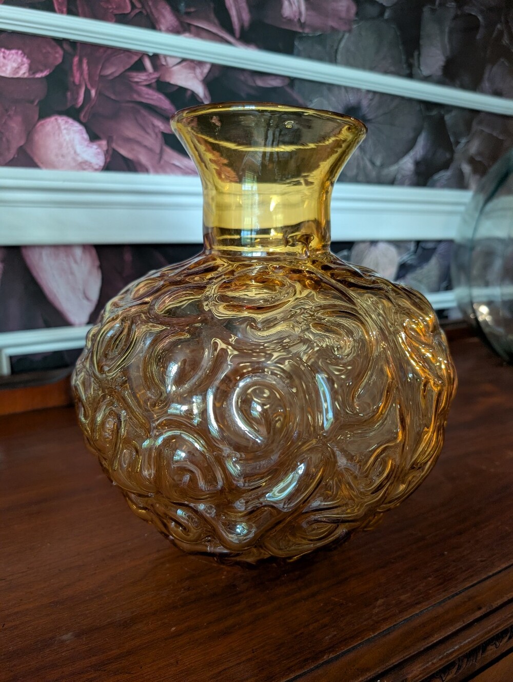 Rare Vintage 1991 Blenko #9118 Hank Adams Hand Blown Amber Textured Art vase